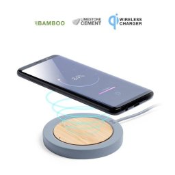Cargador Inalámbrico Qi Dam Electronics Feskon Cemento y Bambú