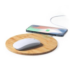 Alfombrilla de Carga Inalámbrica Dam Electronics Naturaleza Bambú 10W Antideslizante