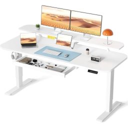 Mesa Gaming GTPLAYER Elevable 120x60 3 Memorias Cajón Blanco