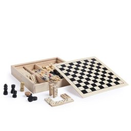 Set de juegos en madera Xigral Mikado Ajedrez Damas Dominó