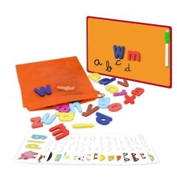 Juego de Deletreo en Inglés Dam Electronics Letras de Madera 30 Tarjetas Pizarra Blanca Rotulador