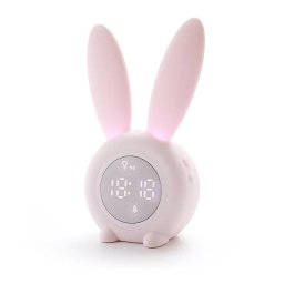 Reloj Despertador Infantil Dam Conejito Luz Nocturna 2 Alarmas Batería Recargable USB-C