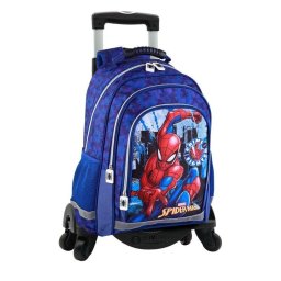 Mochila Primaria Dam Electronics Spiderman Doble Compartimento Carro 4 Ruedas