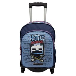 Mochila Minecraft Hostile Behaviour Doble Compartimento con Carro Negro