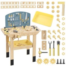 Banco de Herramientas Infantil Aiyaplay Madera Pino 28 Accesorios 3-8 Años