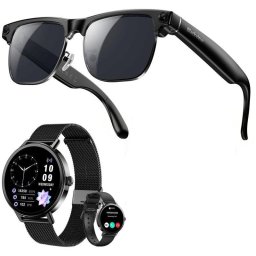 Blackview BV200 Gafas Inteligentes con Cámara IA y Traductor Plateadas + X30 Negro