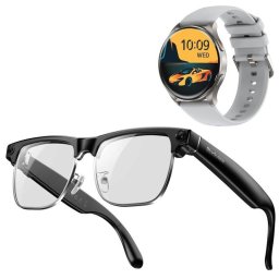 Blackview BV200 Gafas Inteligentes Cámara integrada IA Traductor + Smartwatch X20 Gris