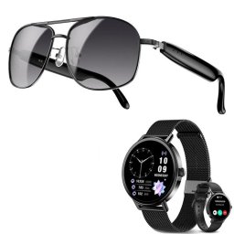 Blackview D1Pro Gafas inteligentes Bluetooth Altavoces Negras + Smartwatch X30