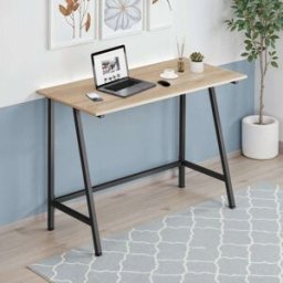 Tectake Escritorio estilo industrial marco de acero 100x50x77 cm madera clara