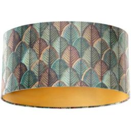 QAZQA Pantalla lámpara terciopelo hojas dorado ovalada 50/33/25