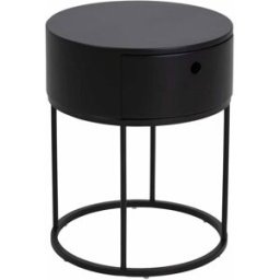 ebuy24 Mesita de noche polo ø40cm 1 cajón negro