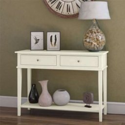 Dorel Home Consola con 2 cajones en efecto de madera blanco