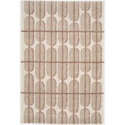 sweeek Alfombra interior con diseño gráfico beige, crema y rosa