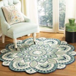 Safavieh Alfombra tradicional de lana blanco/azul, 152 cm