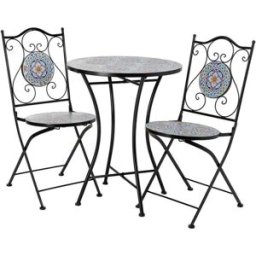 Wanderlust deco Conjunto mesa y 2 sillas de forja y mosaico