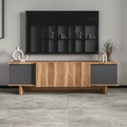 Concept Usine Mueble tv de diseño con armarios con aspecto de madera y gris antracit