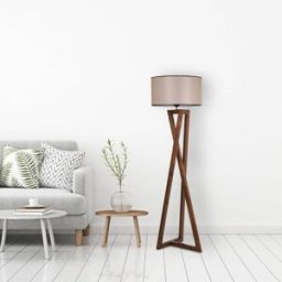 Concept Usine Lámpara de pie de diseño de madera y tela
