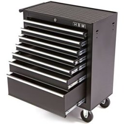 HBM carro de herramientas con 7 cajones, 62 cm, negro