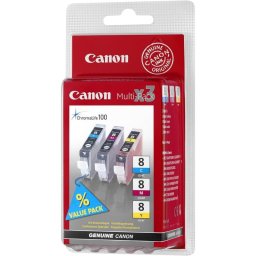 Cartucho de Tinta Original Canon CLI-8 C/M/Y Pack 3 Unidades