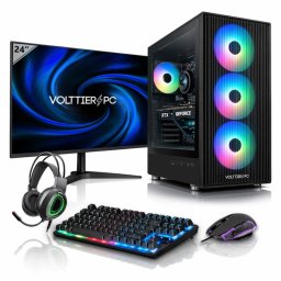 VolttierPC PC Gaming Completo AMD Ryzen 5 4500/16GB/500GB SSD/RTX 3050 + Monitor 24" + Pack
