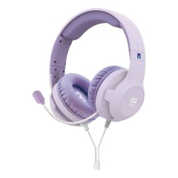 Auriculares HORI Gaming Headset Cozy Lavender con cable, jack 3,5 mm, para gaming, micrófono flexible y control de volumen, color violeta