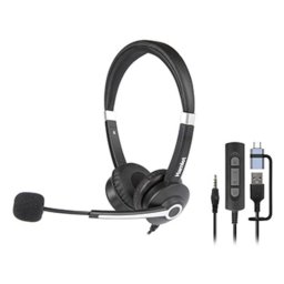 Auriculares Hamlet HHEADM-UJX con cable USB-C y jack 3,5 mm para llamadas y música negros