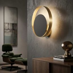 Mauro Ferretti Aplique de metal negro con círculo dorado cm 25x8x25