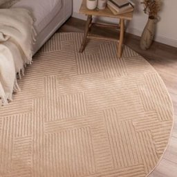 Nazar Alfombra redonda con motivo geométrico en relieve - crema - d120 cm
