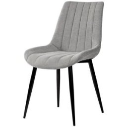Koketto Home Silla de comedor acolchada gris claro con patas negras