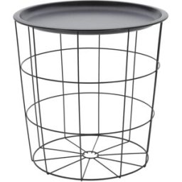 WellHome Mesa auxiliar en metal negro ø40x40cm