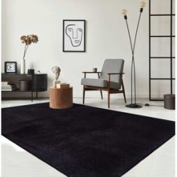 The carpet Alfombra antideslizante lavable, negro, 120 x 160 cm