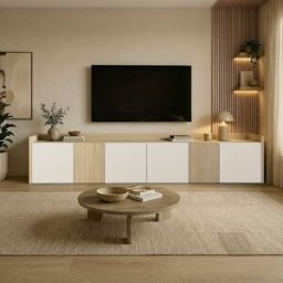 Whous Mueble tv 6 puertas efecto madera cachemira/roble 220x40x40cm