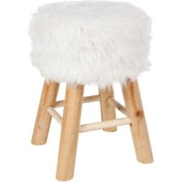 WellHome Taburete de madera blanco ø30x42cm