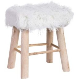 Wanderlust deco Taburete de madera y forrado de tela blanco 37x26x43h cm