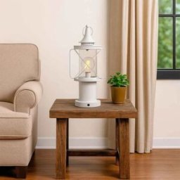 Wanderlust deco Lámpara de mesa de metal blanco con luz led 21x18.5x46.5/52.5h cm