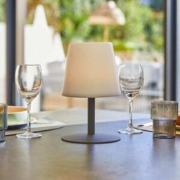 LUMISKY Juego de 2 lámparas de mesa inalámbricas gris h25cm