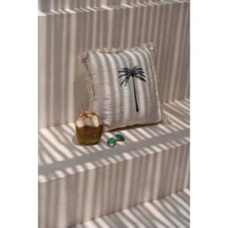 Bazar Bizar Funda de cojín de algodón en marrón y negro 50x50x10 cm