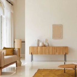 Tikamoon Mueble alto para tv de teca maciza de 170 cm