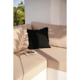 Bazar Bizar Funda de cojín de algodón en negro 50x50x10 cm