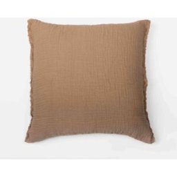 Maison d'été Funda de cojin de algodón y lino gofrado canela 65X65 CM