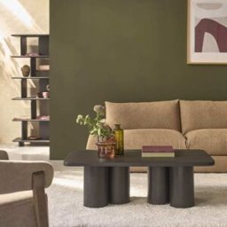 BERAH GETAH Mesa de centro de madera maciza de mango negro, l120