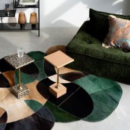 Kare Design Mesa auxiliar de madera bicolor naranja y oro