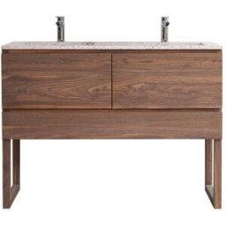 Tikamoon Mueble de baño de nogal macizo y terrazo prémium de 120 cm