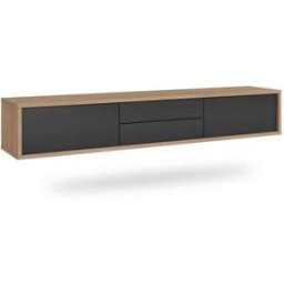 Petits meubles Mueble tv 2 puertas 2 cajones 180 cm paneles laminados gris y madera