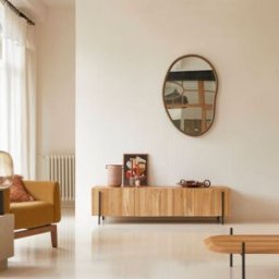 Tikamoon Mueble bajo para tv de teca maciza de 170 cm