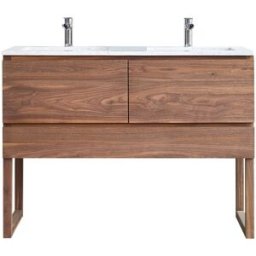 Tikamoon Mueble de baño de nogal macizo y terrazo prémium moon de 120 cm