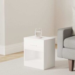 VASAGLE Juego de 2 mesitas de noche con cajón de color blanco