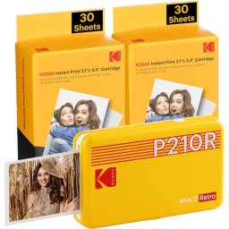 Kodak Mini 2 Retro P210R Impresora Fotográfica Bluetooth Amarilla + Papel 60 Fotos