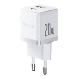 Cargador de pared Baseus Palm 20 W USB-C + USB-A Carga Rápida Blanco