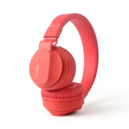 Kinsi Bobo-1 Auriculares Infantiles con Cable/Inalámbrico con Ranura para Insertar Tarjeta TF Rojos